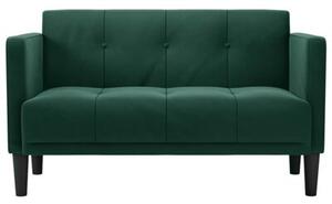 Sofa dwuosobowa ciemnozielona 111 cm aksamit