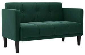 Sofa dwuosobowa ciemnozielona 111 cm aksamit