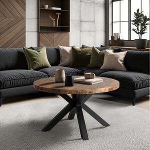 Stolik Kawowy do Salonu LINCOLN 80 cm Dąb Rustykalny/Czarny Loft