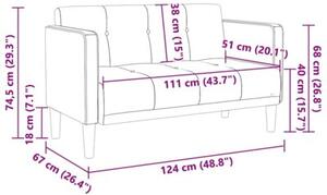 Sofa dwuosobowa jasnoszara 111 cm tkanina
