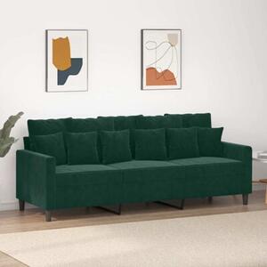 Sofa 3-osobowa, ciemnozielony, 180 cm, obita aksamitem