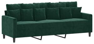 Sofa 3-osobowa, ciemnozielony, 180 cm, obita aksamitem