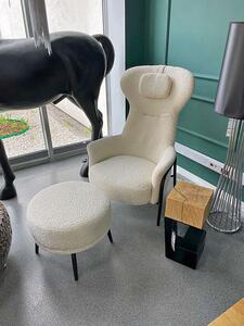Beżowy fotel wypoczynkowy z podnóżkiem - Nelik