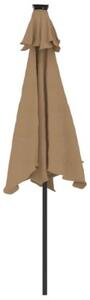 Parasol ogrodowy LED, stalowy słupek, taupe, 225x225x212 cm