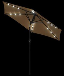 Parasol ogrodowy LED, stalowy słupek, taupe, 225x225x212 cm