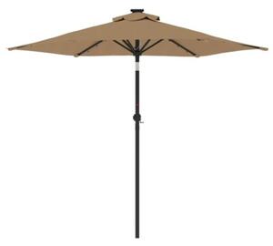 Parasol ogrodowy LED, stalowy słupek, taupe, 225x225x212 cm