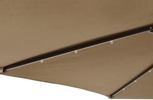 Parasol ogrodowy LED, stalowy słupek, taupe, 225x225x212 cm