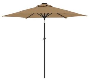 Parasol ogrodowy LED, stalowy słupek, taupe, 225x225x212 cm