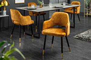 Żółte tapicerowane krzesło do jadalni i salonu - Viviro