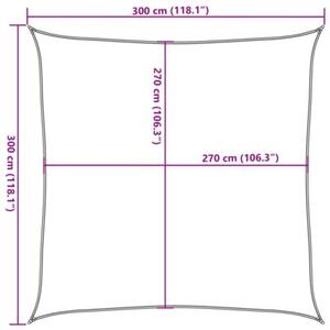 Żagiel przeciwsłoneczny, 160 g/m², ciemnozielony, 3x3 m, hdpe