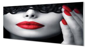 Obraz na szkle Czerwone usta kobieta
