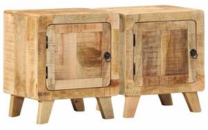 Szafka nocna 2 szt. 40x32x46 cm drewno lite surowe mango