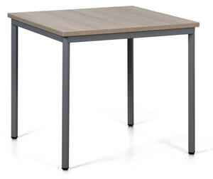 Stół do jadalni TRIVIA, ciemnoszara konstrukcja, 800 x 800 mm, dąb naturalny