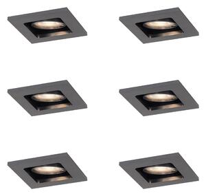 Zestaw 6 Nowoczesnych reflektorów wpuszczanych Gunmetal GU10 50mm Okrągłe z możliwością przechylania - Qure Oswietlenie wewnetrzne