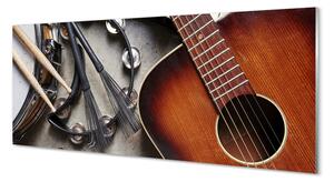 Obraz na szkle Gitara mikrofon pałeczki