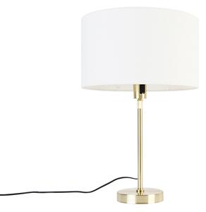 Lampa stołowa złota regulowana z białym kloszem 35 cm - Parte Oswietlenie wewnetrzne