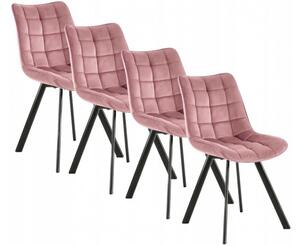 Zestaw 4x Krzesło Tapicerowane K332 Różowe