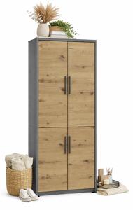 Duży regał zamykany dąb artisan + antracyt H3-N88