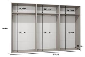 Szafa uchylna otwierana Sandi 2 300 (3x100) wys. 202 cm kaszmir + u. czarny