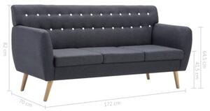 Sofa 3-osobowa tapicerowana tkaninÄ , 172x70x82 cm, ciemnoszara