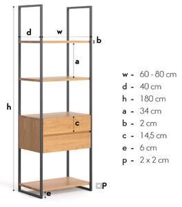 Regał Moon z litego drewna Olcha 60 cm