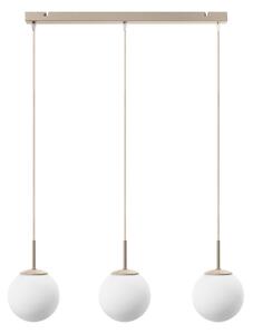 Lampa wisząca Aurelia beżowa z 3 kulistymi kloszami na listwie