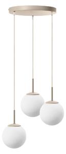 Lampa wisząca Aurelia beżowa z 3 kulistymi kloszami na okrągłej podsufitce