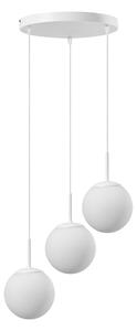 Lampa wisząca Aurelia biała z 3 kulistymi kloszami na okrągłej podsufitce