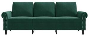 Sofa 3-osobowa, ciemnozielony, 180 cm, obita aksamitem
