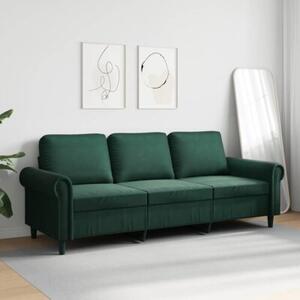 Sofa 3-osobowa, ciemnozielony, 180 cm, obita aksamitem