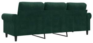 Sofa 3-osobowa, ciemnozielony, 180 cm, obita aksamitem