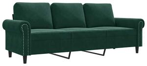 Sofa 3-osobowa, ciemnozielony, 180 cm, obita aksamitem