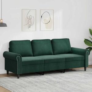 Sofa 3-osobowa, ciemnozielony, 180 cm, obita aksamitem