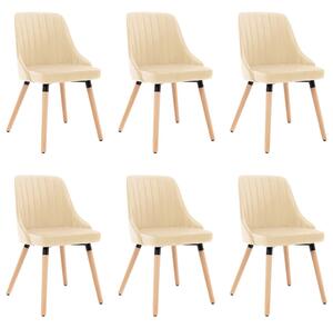 Krzesła stołowe, 6 szt., kremowe, aksamitne