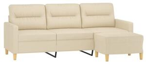 Sofa 3-osobowa, kremowa, 180 cm, tapicerowana tkaninÄ