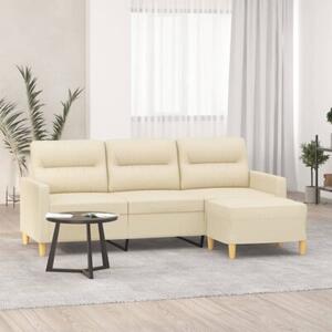 Sofa 3-osobowa, kremowa, 180 cm, tapicerowana tkaninÄ