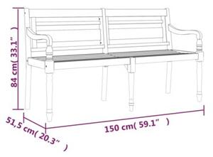 Ławka batavia z jasnozielony poduszką,150cm, lite drewno tekowe
