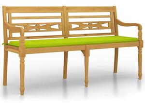 Ławka batavia z jasnozielony poduszką,150cm, lite drewno tekowe