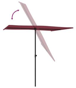 Parasol ogrodowy na aluminiowym słupku, 2x1,5 m, bordowy
