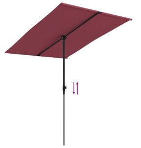 Parasol ogrodowy na aluminiowym słupku, 2x1,5 m, bordowy