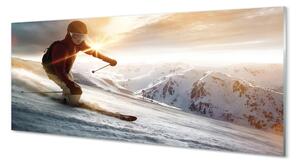 Obraz na szkle Człowiek kijki narty