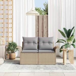 Sofa ogrodowa z poduszką beżowy 141 x 62 x 69cm polirattan