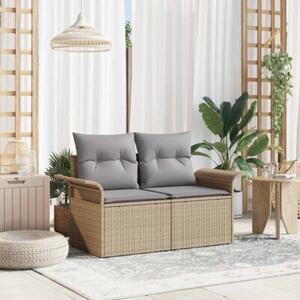 Sofa ogrodowa z poduszką beżowy 141 x 62 x 69cm polirattan