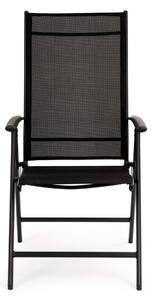 Emaga Komplet krzeseł ogrodowych 4 szt regulowane metalowe krzesło - Czarne