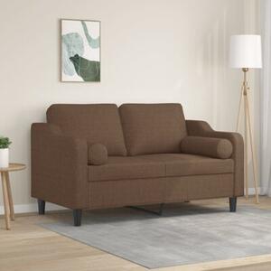 Sofa 2-osobowa z poduszkami, brÄ zowa, 120 cm, tkanina