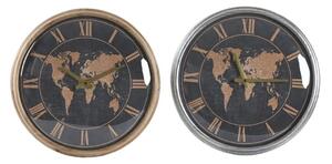 Emaga Zegar Ścienny DKD Home Decor Szkło Srebrzysty Czarny Złoty Żelazo Mapa Świata (46 x 6,5 x 46 cm)