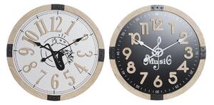 Emaga Zegar Ścienny DKD Home Decor Czarny MDF Biały (60 x 4,5 x 60 cm)