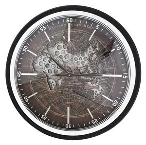 Emaga Zegar Ścienny DKD Home Decor Brązowy Mapa Świata Czarny Żelazo (59,5 x 8,5 x 59,5 cm)