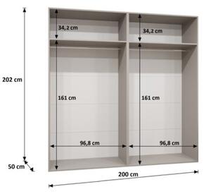 Szafa uchylna otwierana Piano 1 200 wys. 202 cm czarny + u. kaszmir