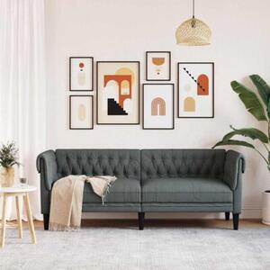 Sofa chesterfield ciemnoszara z pikowaniem i zaokrÄ glonymi ramionami